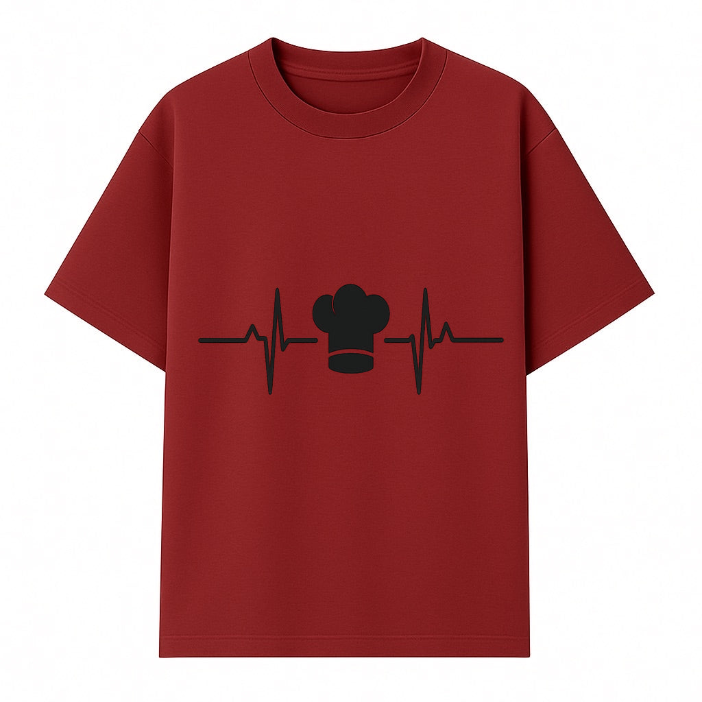 Chef Heartbeat Design Wall Art | Kitchen Decor | Culinary Gift for Chefs | Home Cooking Decor | Black and White Artwork - T-shirt 1758386160326.jpg