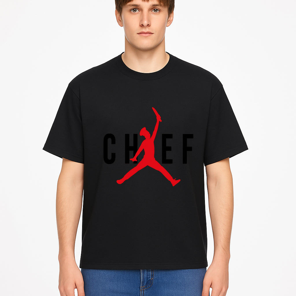 Chef Jordan Style Graphic Tee | Red Silhouette Chef Design | Urban Cooking Fashion | Unique Chef Apparel for Foodies - T-shirt 1758386162314.jpg