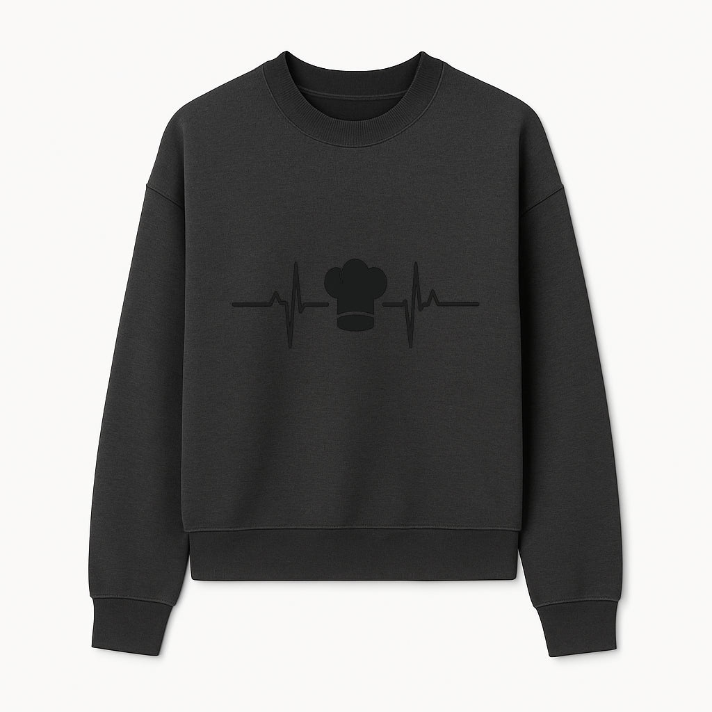 Chef Heartbeat Design Wall Art | Kitchen Decor | Culinary Gift for Chefs | Home Cooking Decor | Black and White Artwork - Sweatshirt 1758386162576.jpg