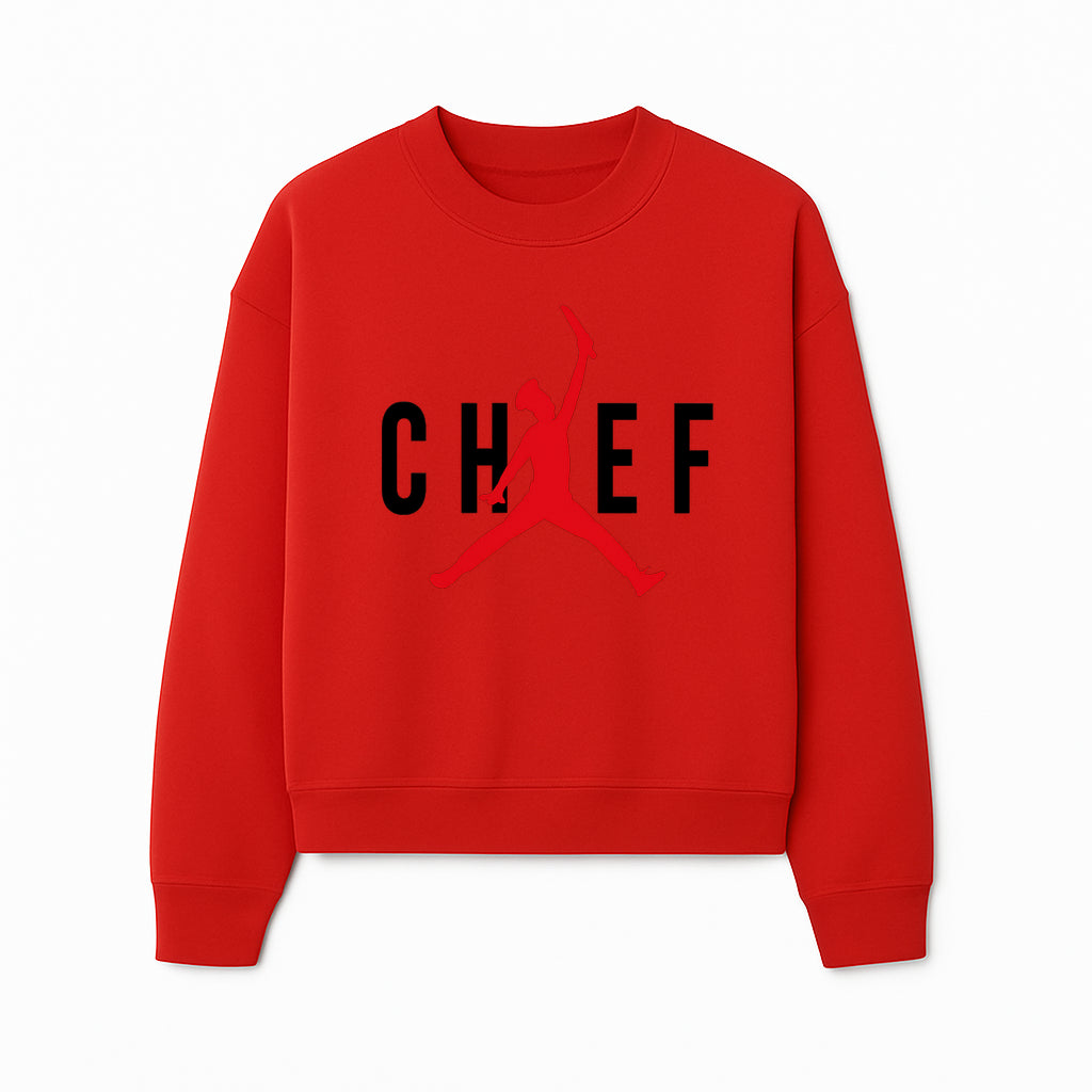 Chef Jordan Style Graphic Tee | Red Silhouette Chef Design | Urban Cooking Fashion | Unique Chef Apparel for Foodies - Sweatshirt 1758386163876.jpg