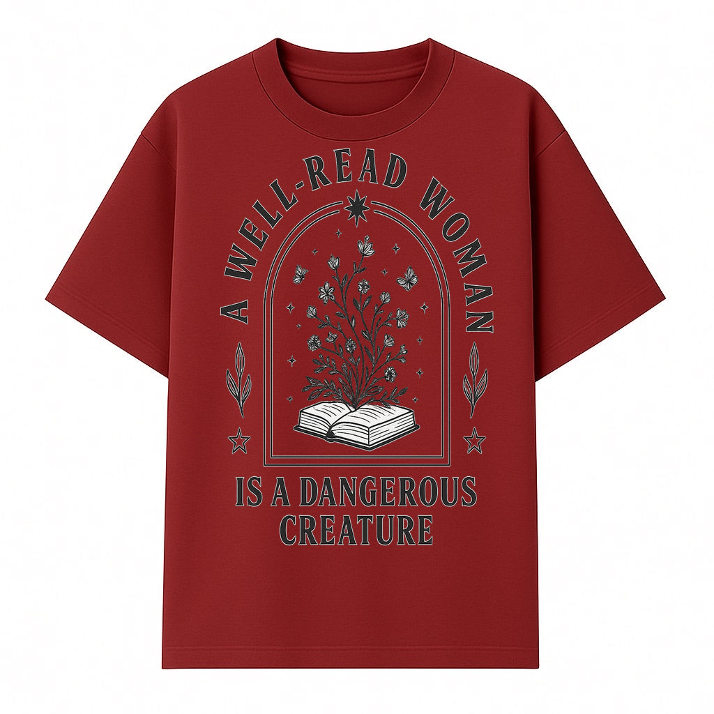 A Well-Read Woman is a Dangerous Creature Art Print - Literary Inspirational Decor for Book Lovers - T-shirt 1758388390170.jpg