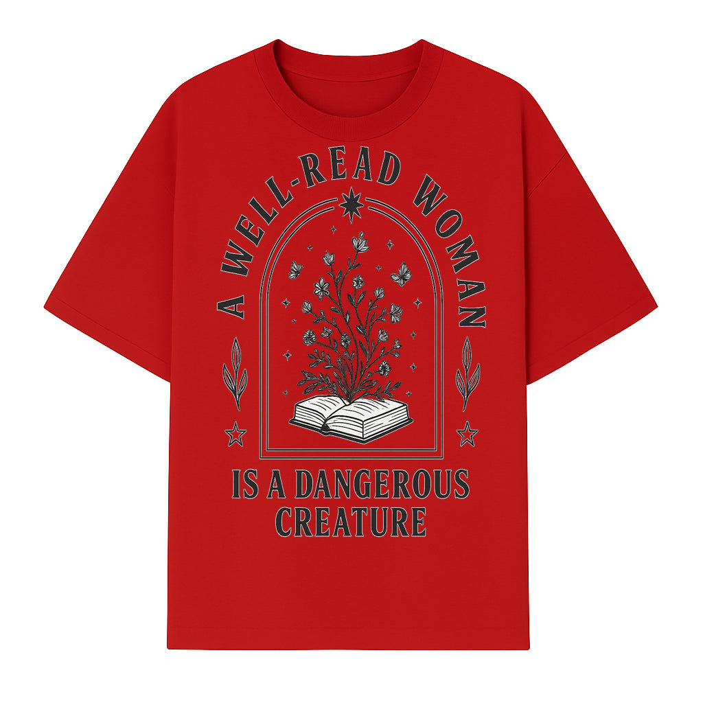 A Well-Read Woman is a Dangerous Creature Art Print - Literary Inspirational Decor for Book Lovers - T-shirt 1758388390456.jpg