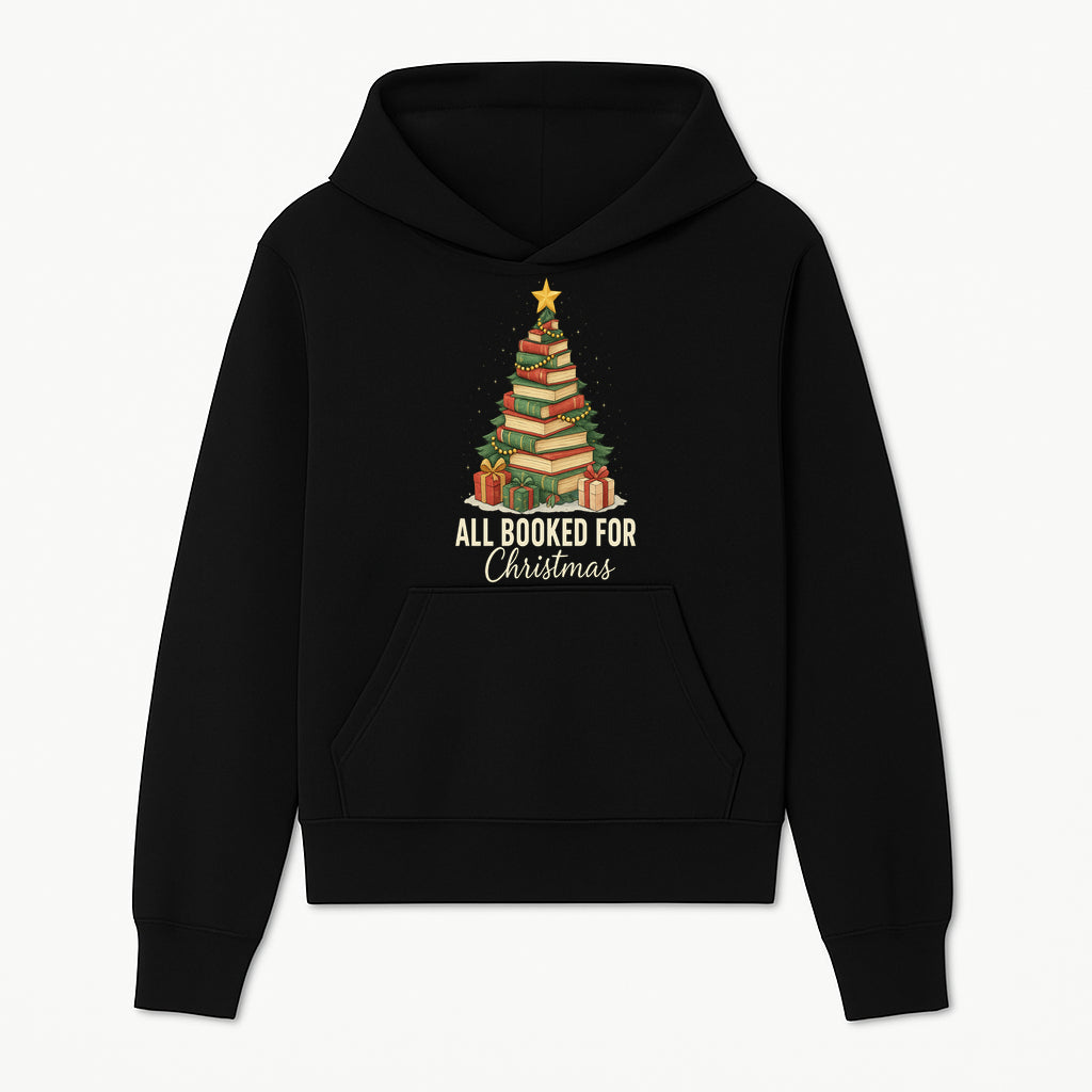 All Booked for Christmas - Festive Book Tree Art Print, Holiday Decor for Book Lovers, Christmas Gift Idea - Hoodie 1758388390683.jpg