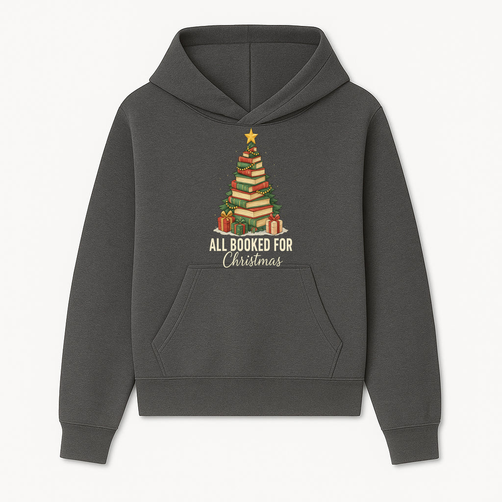 All Booked for Christmas - Festive Book Tree Art Print, Holiday Decor for Book Lovers, Christmas Gift Idea - Hoodie 1758388390834.jpg