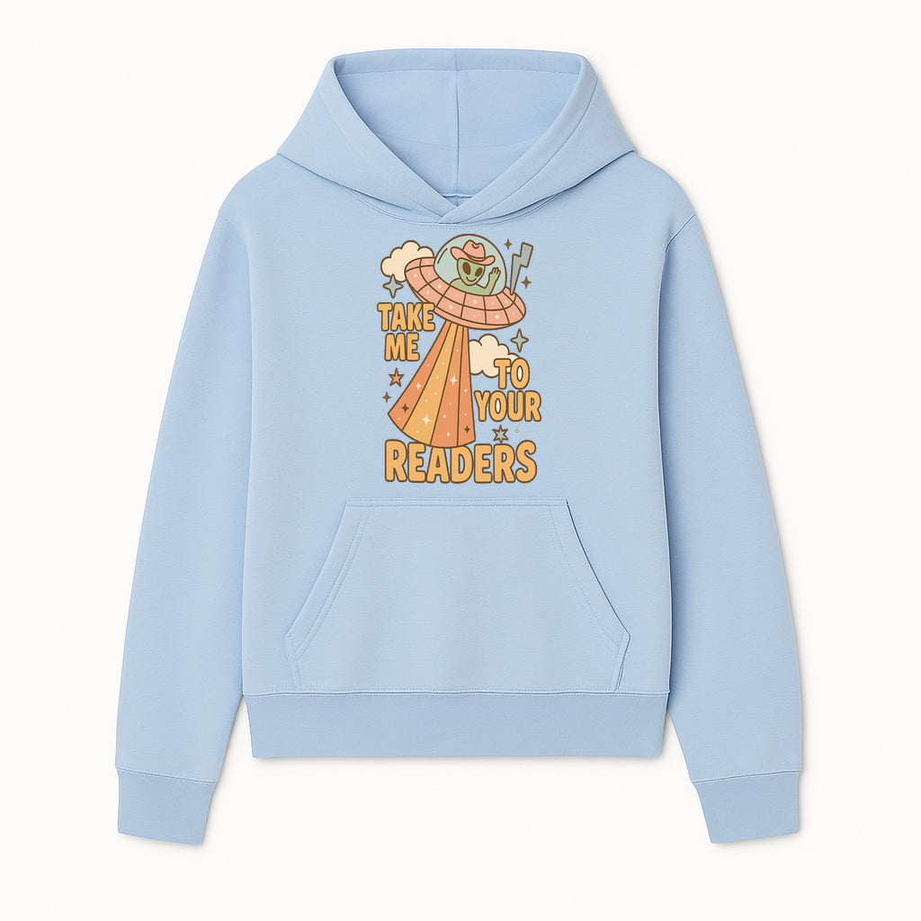 Alien UFO Reading Shirt - Take Me to Your Readers Cute Graphic Tee for Book Lovers, Readers, and Sci-Fi Fans. Cozy Vintage Style. - Hoodie 1758388391098.jpg
