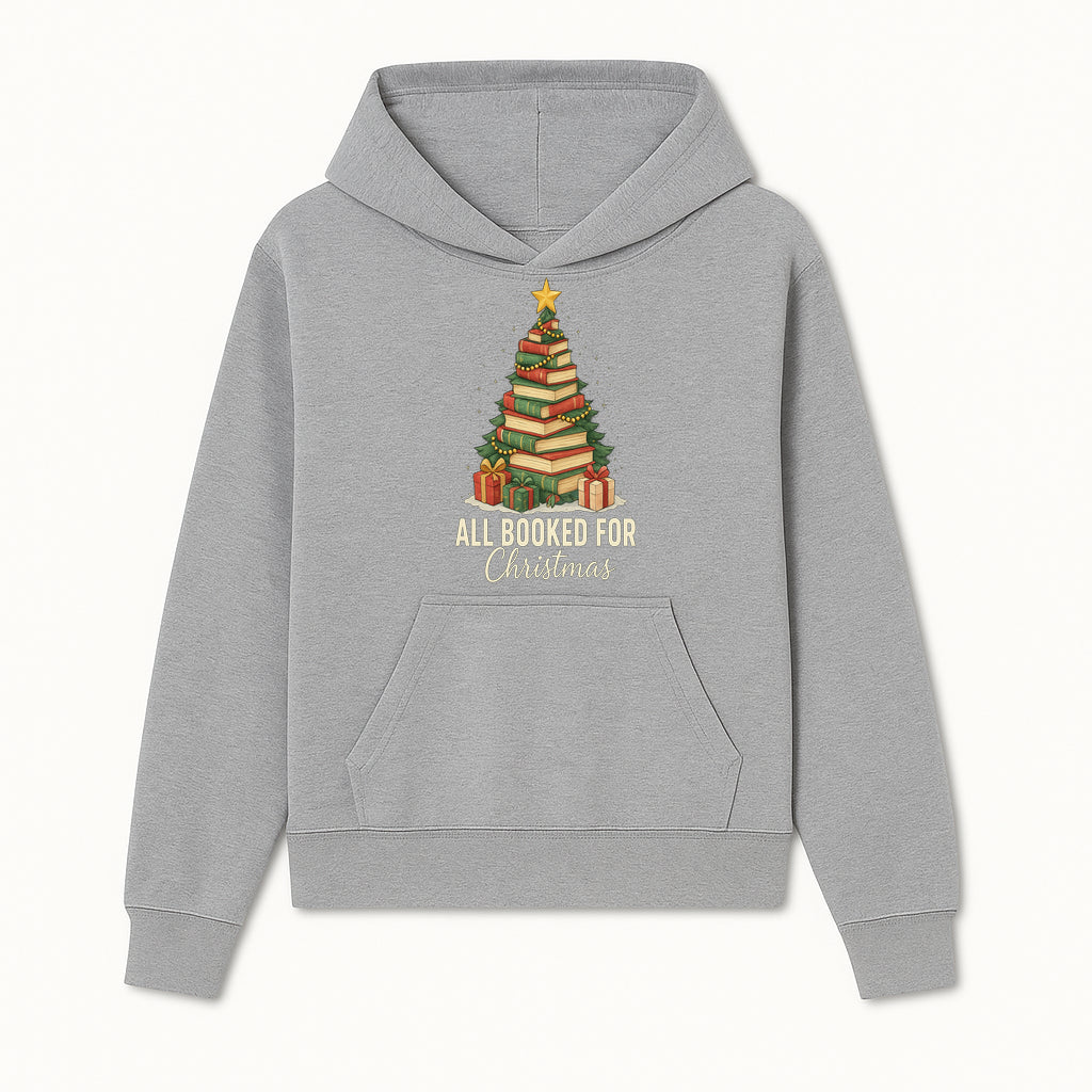 All Booked for Christmas - Festive Book Tree Art Print, Holiday Decor for Book Lovers, Christmas Gift Idea - Hoodie 1758388391111.jpg