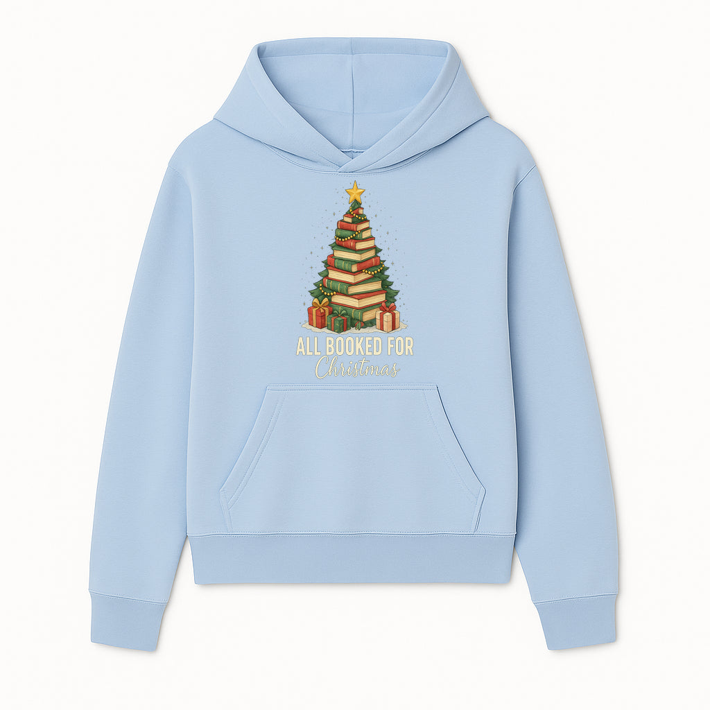 All Booked for Christmas - Festive Book Tree Art Print, Holiday Decor for Book Lovers, Christmas Gift Idea - Hoodie 1758388391246.jpg