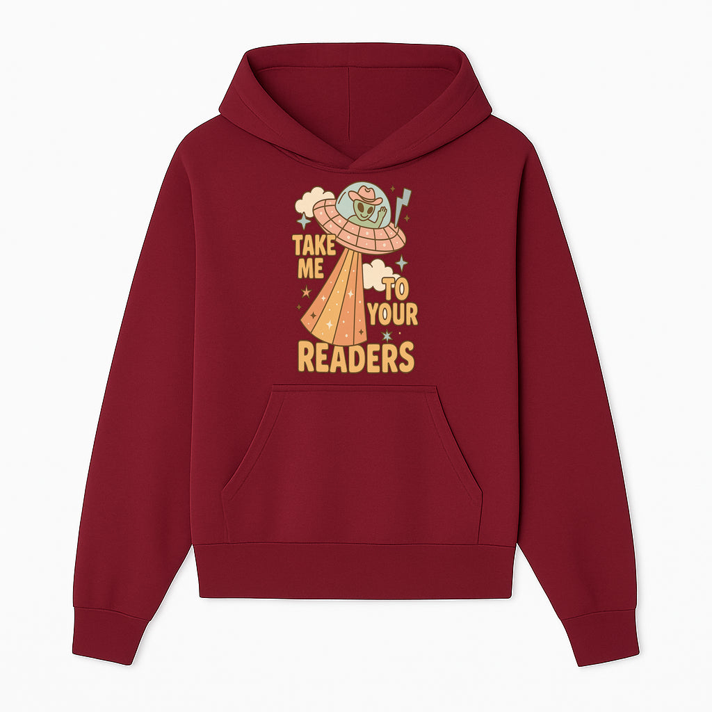Alien UFO Reading Shirt - Take Me to Your Readers Cute Graphic Tee for Book Lovers, Readers, and Sci-Fi Fans. Cozy Vintage Style. - Hoodie 1758388391487.jpg