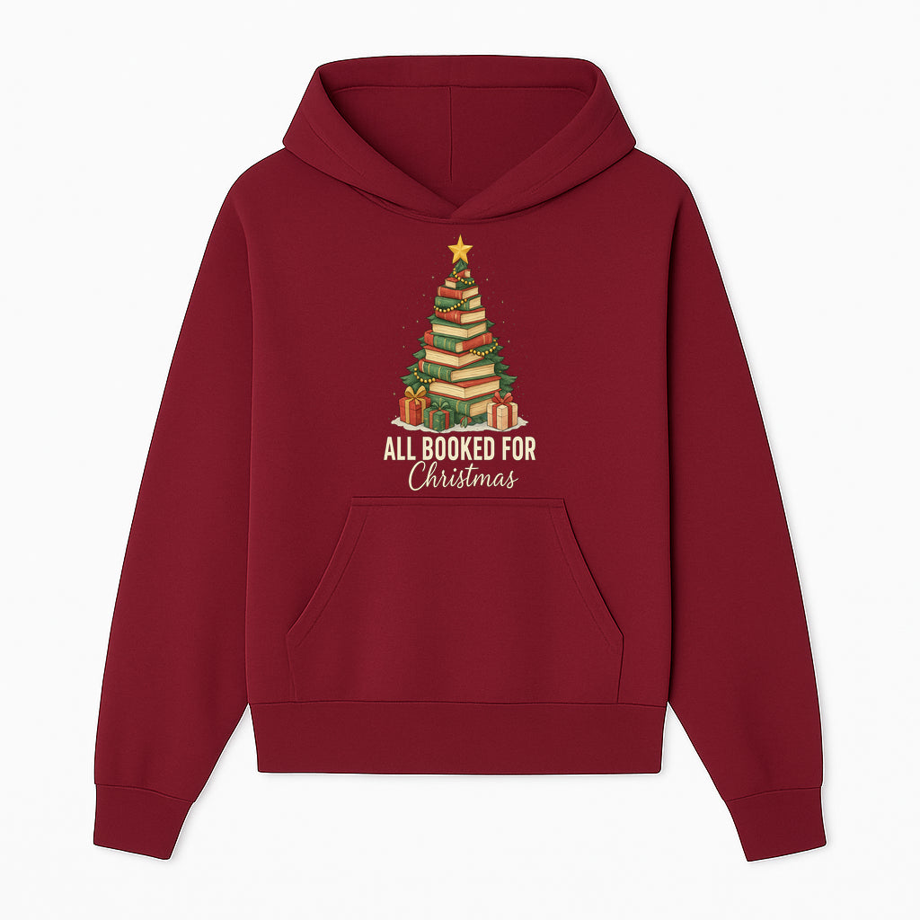 All Booked for Christmas - Festive Book Tree Art Print, Holiday Decor for Book Lovers, Christmas Gift Idea - Hoodie 1758388391555.jpg