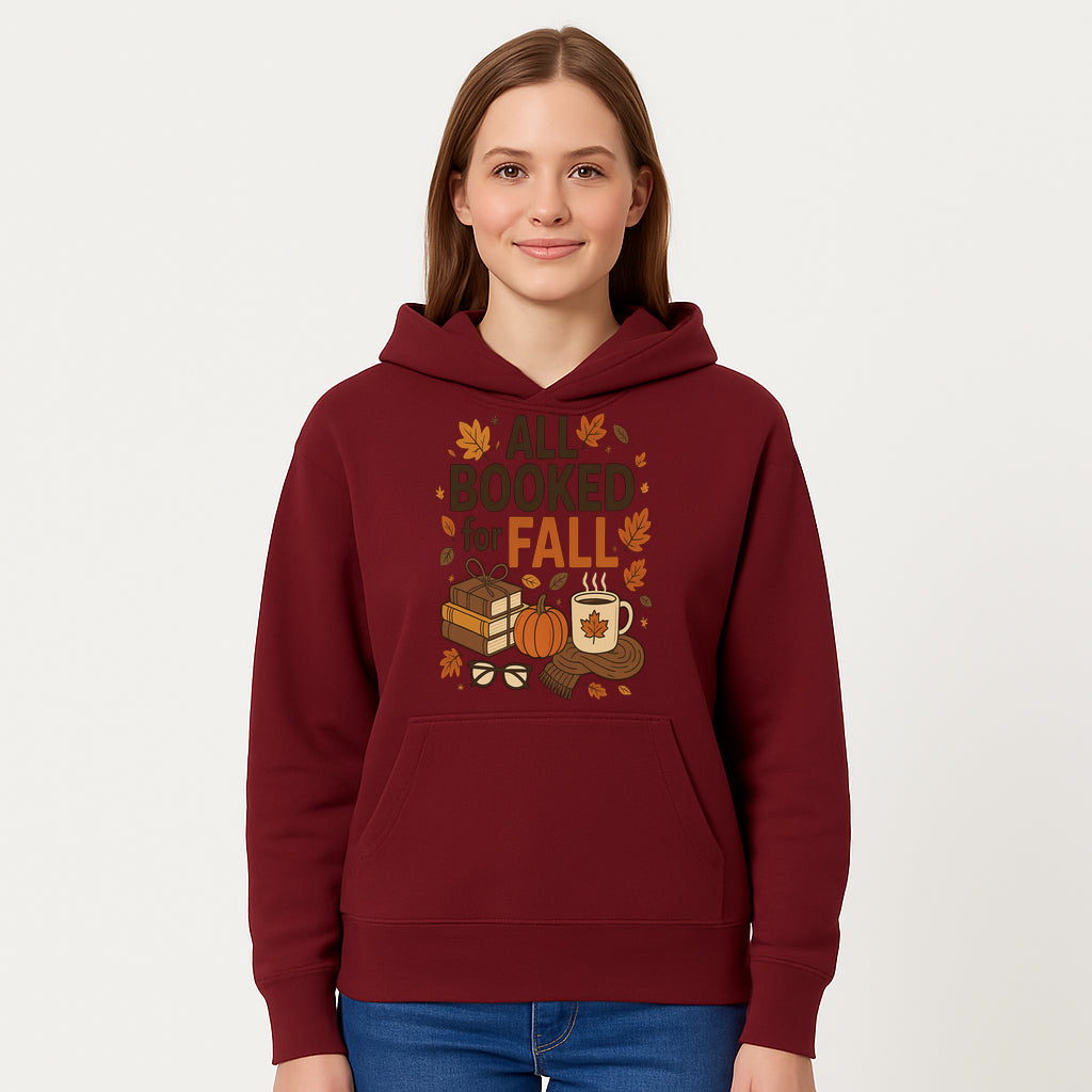 All Booked for Fall Cozy Decor - Autumn Books, Pumpkin, Coffee Mug, Fall Leaves, Warm Scarf, Seasonal Home Decor - Hoodie 1758388391603.jpg