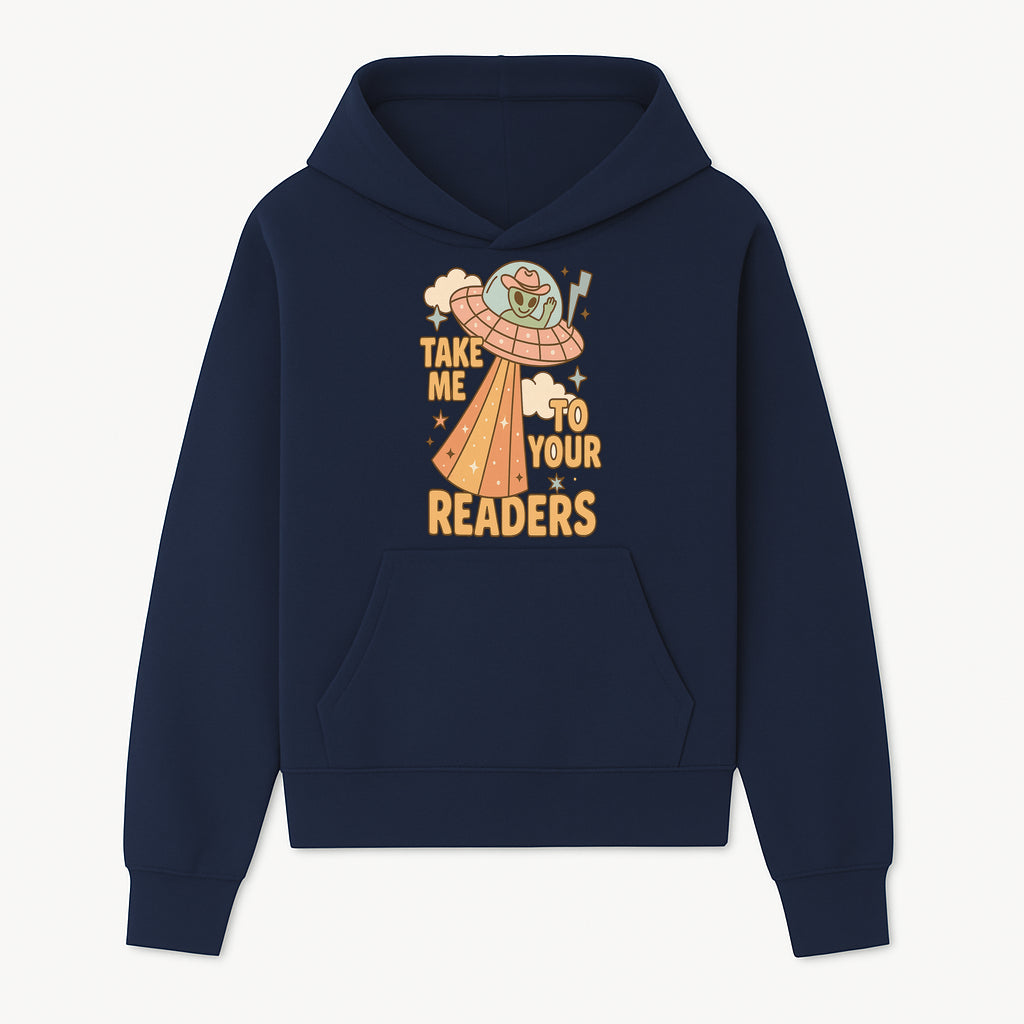 Alien UFO Reading Shirt - Take Me to Your Readers Cute Graphic Tee for Book Lovers, Readers, and Sci-Fi Fans. Cozy Vintage Style. - Hoodie 1758388391631.jpg