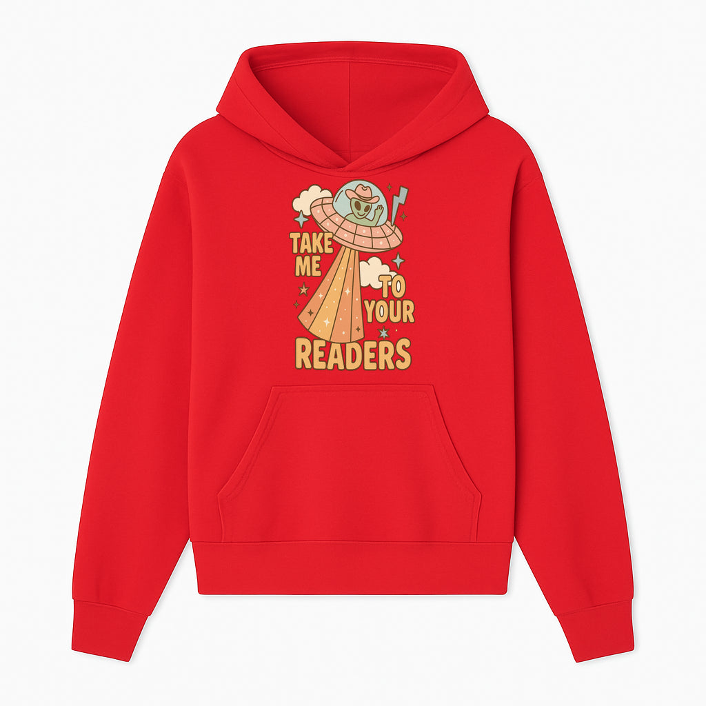 Alien UFO Reading Shirt - Take Me to Your Readers Cute Graphic Tee for Book Lovers, Readers, and Sci-Fi Fans. Cozy Vintage Style. - Hoodie 1758388391791.jpg