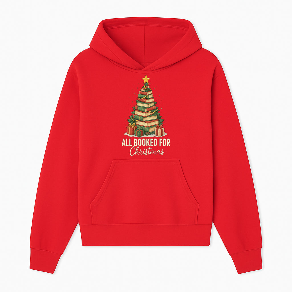 All Booked for Christmas - Festive Book Tree Art Print, Holiday Decor for Book Lovers, Christmas Gift Idea - Hoodie 1758388391838.jpg