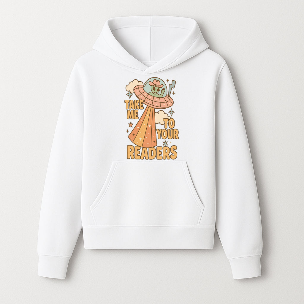 Alien UFO Reading Shirt - Take Me to Your Readers Cute Graphic Tee for Book Lovers, Readers, and Sci-Fi Fans. Cozy Vintage Style. - Hoodie 1758388392124.jpg