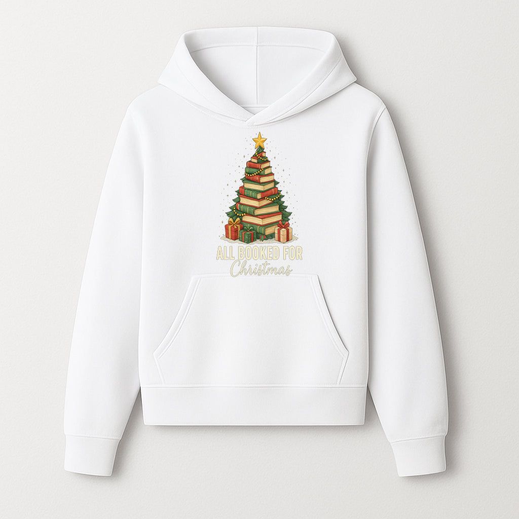 All Booked for Christmas - Festive Book Tree Art Print, Holiday Decor for Book Lovers, Christmas Gift Idea - Hoodie 1758388392170.jpg