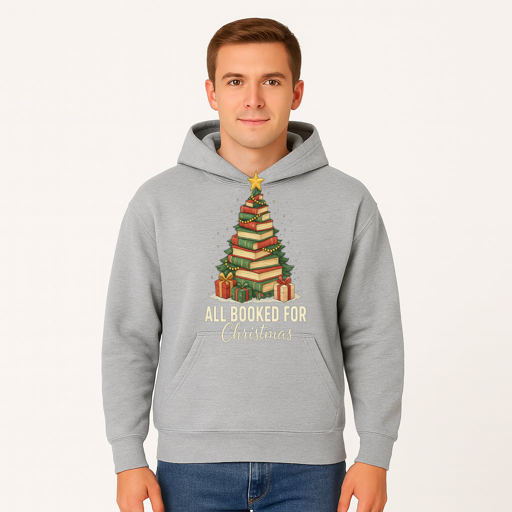 All Booked for Christmas - Festive Book Tree Art Print, Holiday Decor for Book Lovers, Christmas Gift Idea - Hoodie 1758388393304.jpg