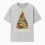 All Booked for Christmas - Festive Book Tree Art Print, Holiday Decor for Book Lovers, Christmas Gift Idea - T-shirt 1758388393609.jpg