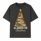 All Booked for Christmas - Festive Book Tree Art Print, Holiday Decor for Book Lovers, Christmas Gift Idea - T-shirt 1758388393944.jpg