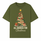 All Booked for Christmas - Festive Book Tree Art Print, Holiday Decor for Book Lovers, Christmas Gift Idea - T-shirt 1758388394099.jpg