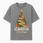 All Booked for Christmas - Festive Book Tree Art Print, Holiday Decor for Book Lovers, Christmas Gift Idea - T-shirt 1758388394237.jpg