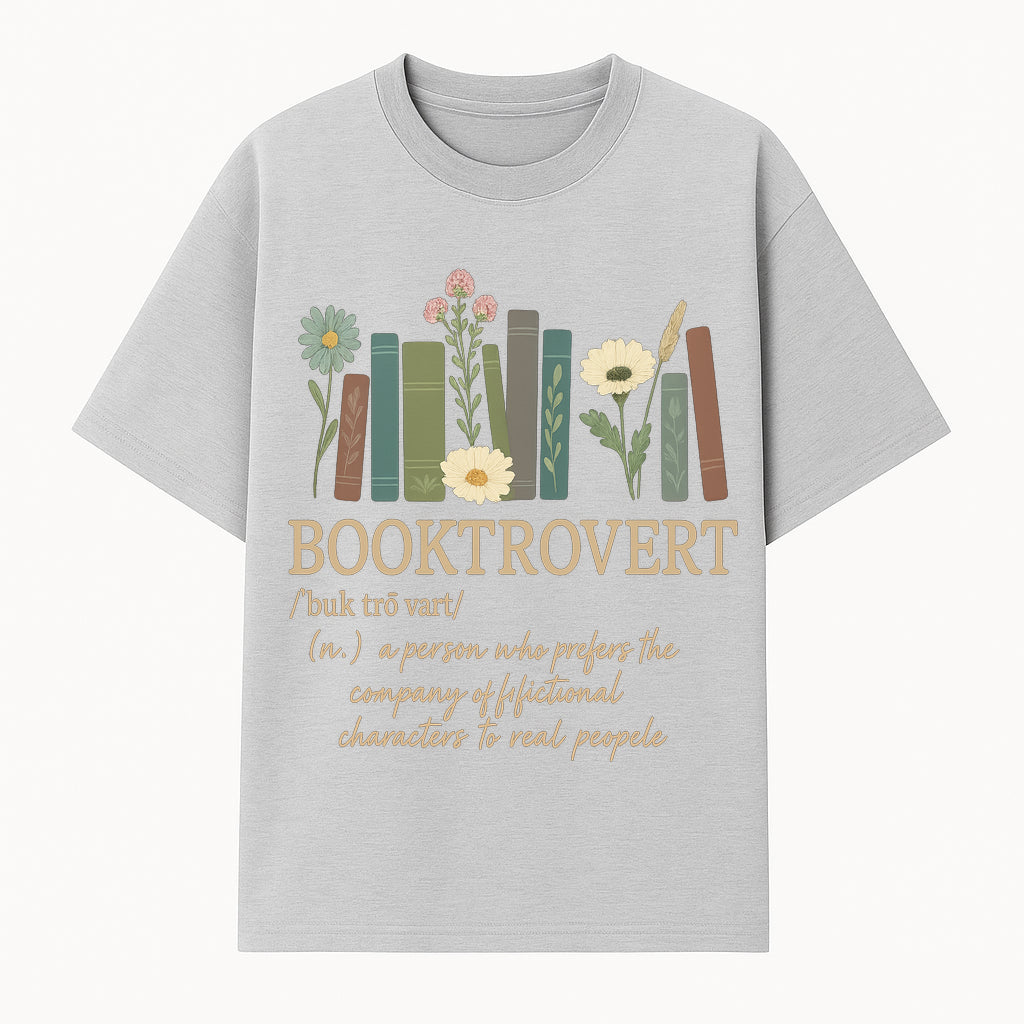Booktrovert Definition Art Print | Floral Bookshelf Decor | Introvert Gift for Book Lovers | Literary Home Wall Art - T-shirt 1758388394299.jpg