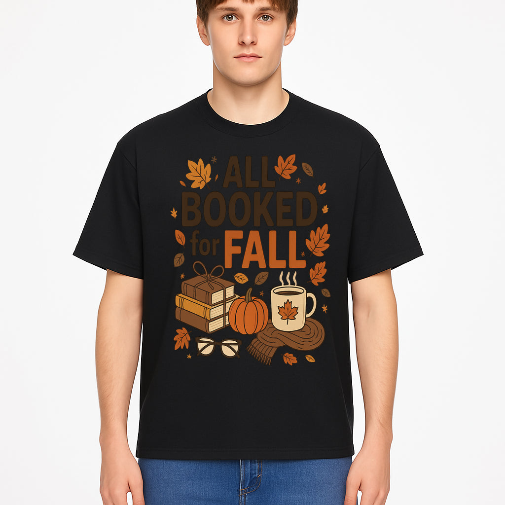 All Booked for Fall Cozy Decor - Autumn Books, Pumpkin, Coffee Mug, Fall Leaves, Warm Scarf, Seasonal Home Decor - T-shirt 1758388394508.jpg