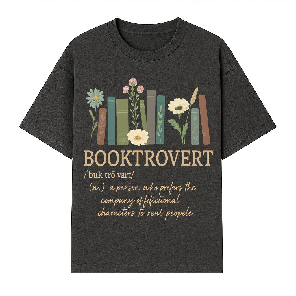 Booktrovert Definition Art Print | Floral Bookshelf Decor | Introvert Gift for Book Lovers | Literary Home Wall Art - T-shirt 1758388394579.jpg