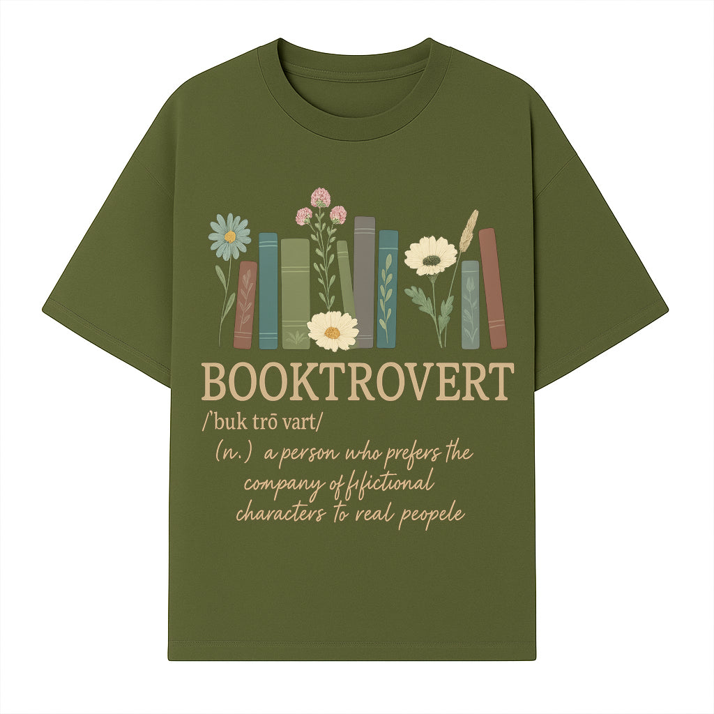 Booktrovert Definition Art Print | Floral Bookshelf Decor | Introvert Gift for Book Lovers | Literary Home Wall Art - T-shirt 1758388394720.jpg