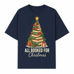 All Booked for Christmas - Festive Book Tree Art Print, Holiday Decor for Book Lovers, Christmas Gift Idea - T-shirt 1758388394816.jpg