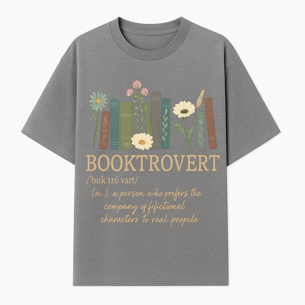 Booktrovert Definition Art Print | Floral Bookshelf Decor | Introvert Gift for Book Lovers | Literary Home Wall Art - T-shirt 1758388394879.jpg