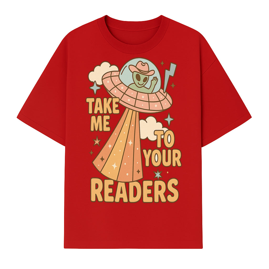 Alien UFO Reading Shirt - Take Me to Your Readers Cute Graphic Tee for Book Lovers, Readers, and Sci-Fi Fans. Cozy Vintage Style. - T-shirt 1758388394945.jpg