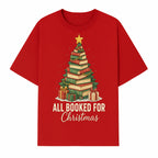 All Booked for Christmas - Festive Book Tree Art Print, Holiday Decor for Book Lovers, Christmas Gift Idea - T-shirt 1758388394954.jpg