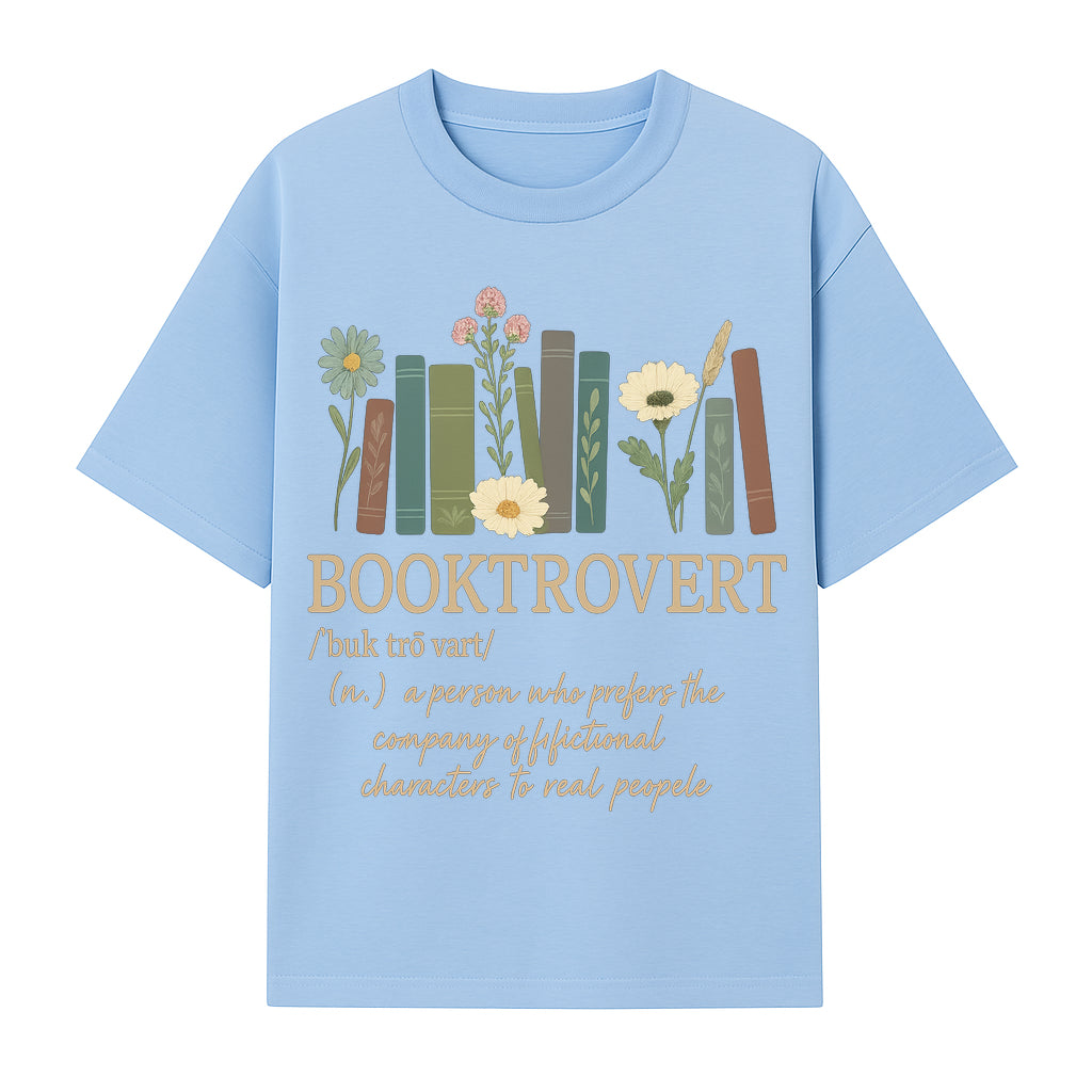 Booktrovert Definition Art Print | Floral Bookshelf Decor | Introvert Gift for Book Lovers | Literary Home Wall Art - T-shirt 1758388395027.jpg