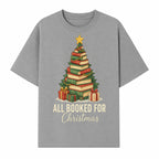 All Booked for Christmas - Festive Book Tree Art Print, Holiday Decor for Book Lovers, Christmas Gift Idea - T-shirt 1758388395098.jpg