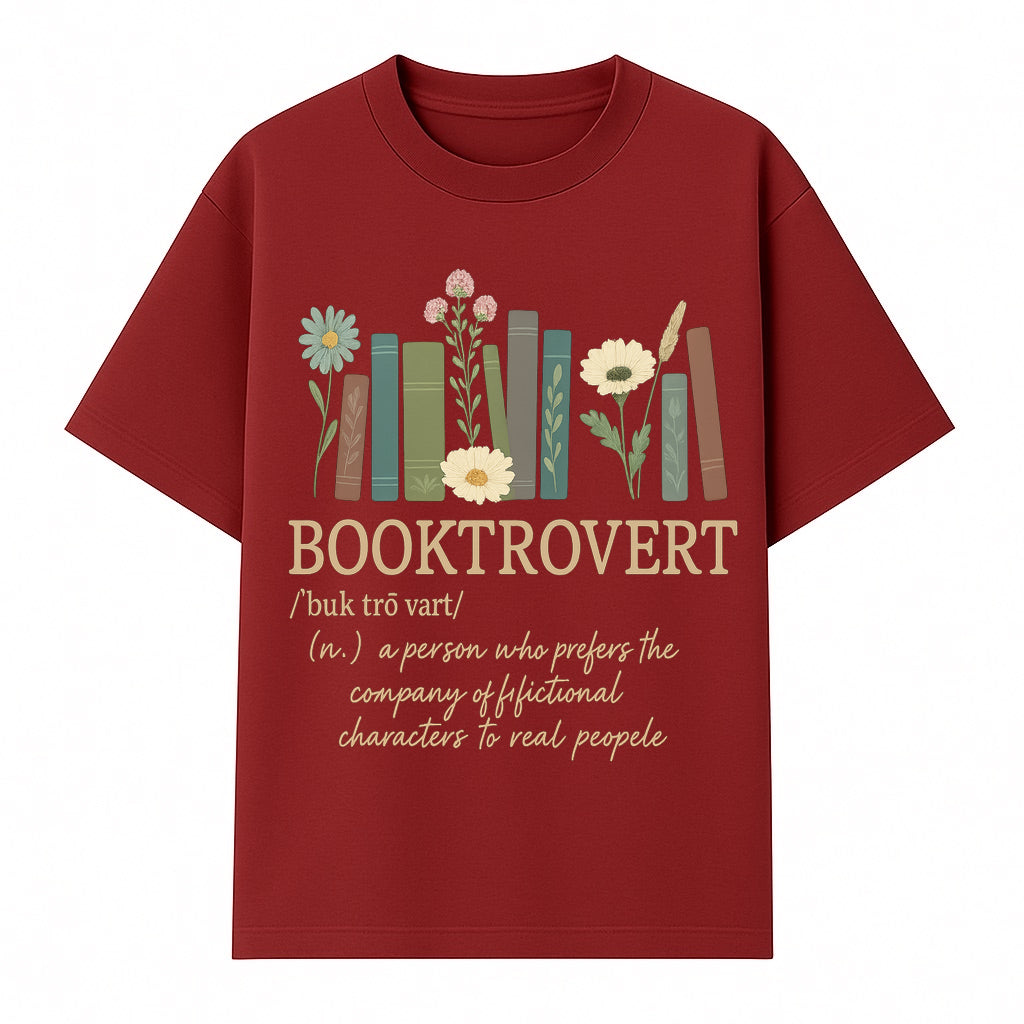 Booktrovert Definition Art Print | Floral Bookshelf Decor | Introvert Gift for Book Lovers | Literary Home Wall Art - T-shirt 1758388395334.jpg