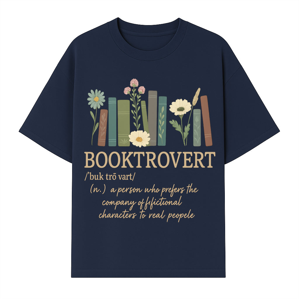 Booktrovert Definition Art Print | Floral Bookshelf Decor | Introvert Gift for Book Lovers | Literary Home Wall Art - T-shirt 1758388395473.jpg