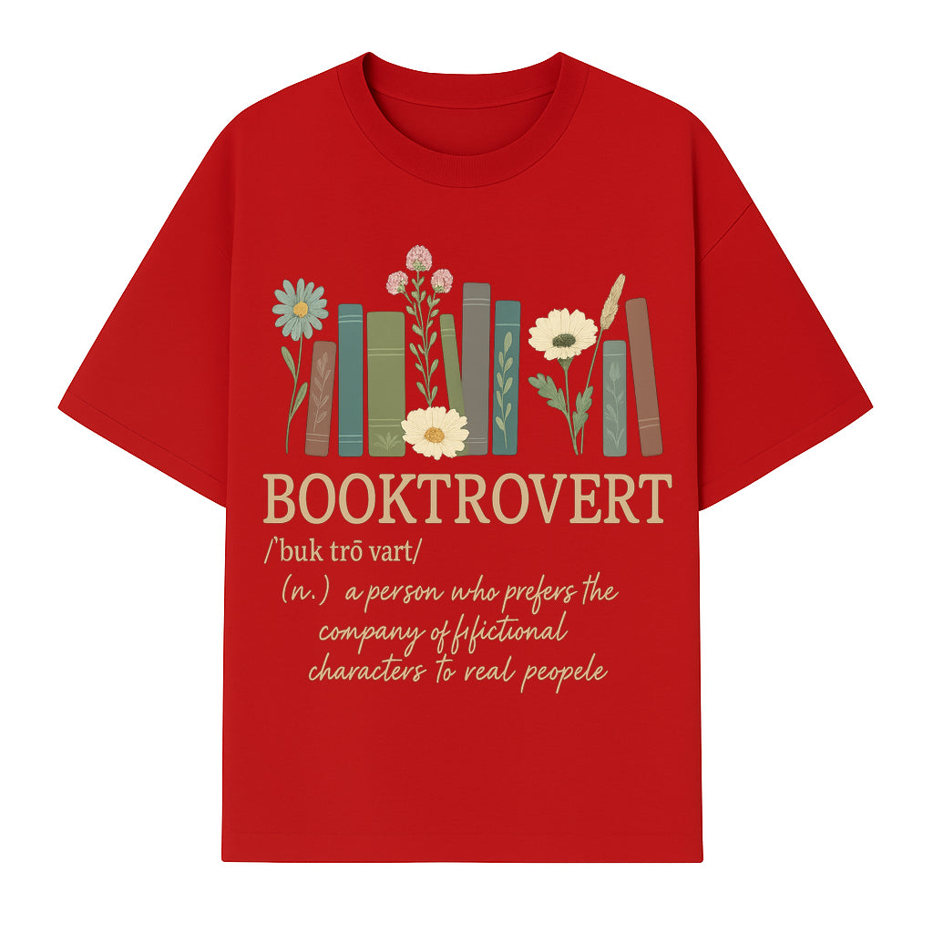 Booktrovert Definition Art Print | Floral Bookshelf Decor | Introvert Gift for Book Lovers | Literary Home Wall Art - T-shirt 1758388395622.jpg