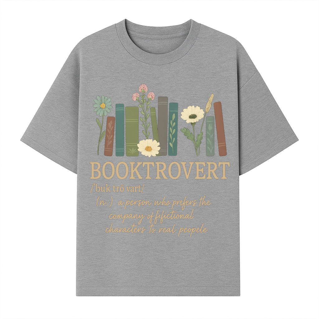 Booktrovert Definition Art Print | Floral Bookshelf Decor | Introvert Gift for Book Lovers | Literary Home Wall Art - T-shirt 1758388395797.jpg