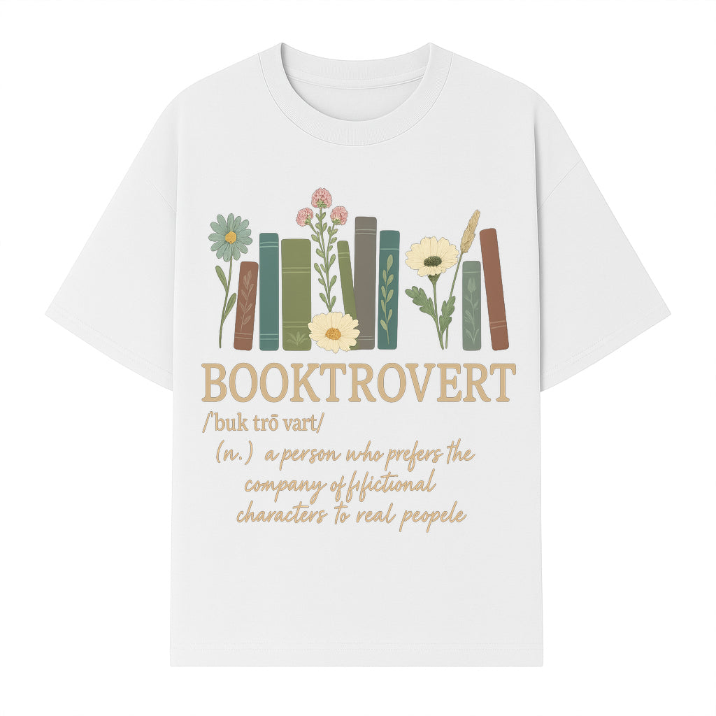 Booktrovert Definition Art Print | Floral Bookshelf Decor | Introvert Gift for Book Lovers | Literary Home Wall Art - T-shirt 1758388395948.jpg