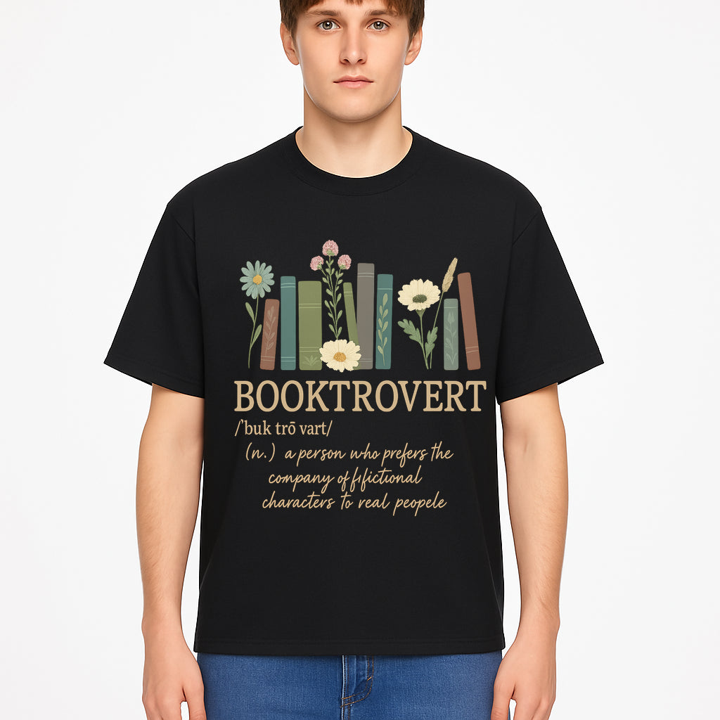 Booktrovert Definition Art Print | Floral Bookshelf Decor | Introvert Gift for Book Lovers | Literary Home Wall Art - T-shirt 1758388397083.jpg