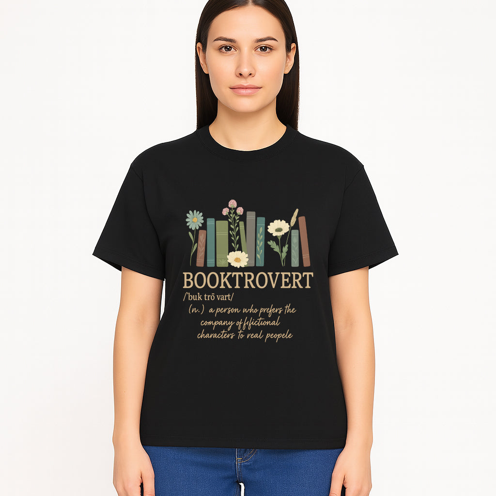 Booktrovert Definition Art Print | Floral Bookshelf Decor | Introvert Gift for Book Lovers | Literary Home Wall Art - T-shirt 1758388397229.jpg