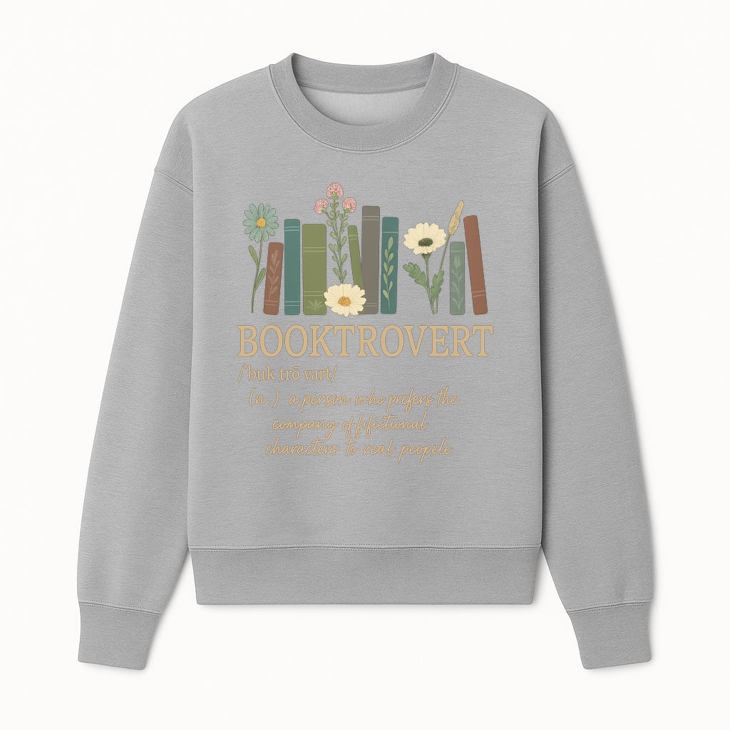 Booktrovert Definition Art Print | Floral Bookshelf Decor | Introvert Gift for Book Lovers | Literary Home Wall Art - Sweatshirt 1758388397373.jpg
