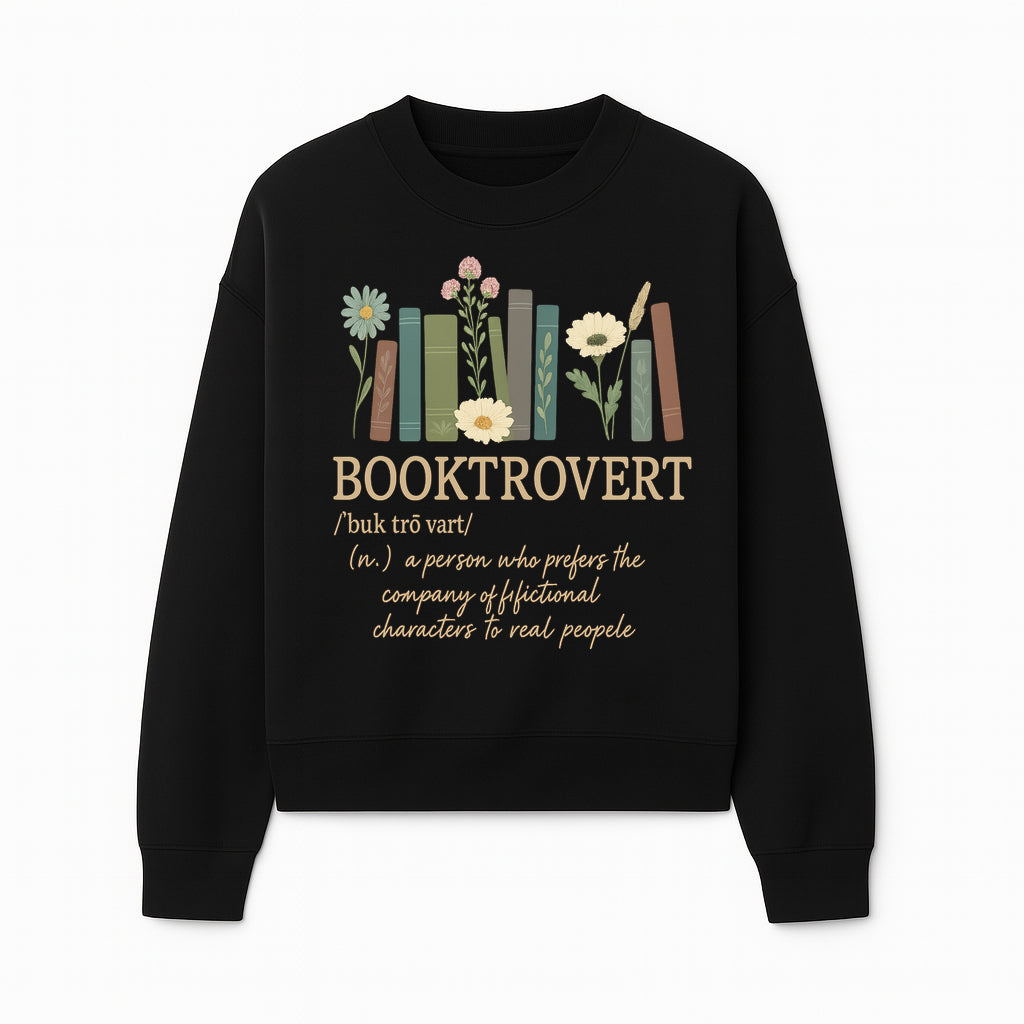 Booktrovert Definition Art Print | Floral Bookshelf Decor | Introvert Gift for Book Lovers | Literary Home Wall Art - Sweatshirt 1758388397501.jpg