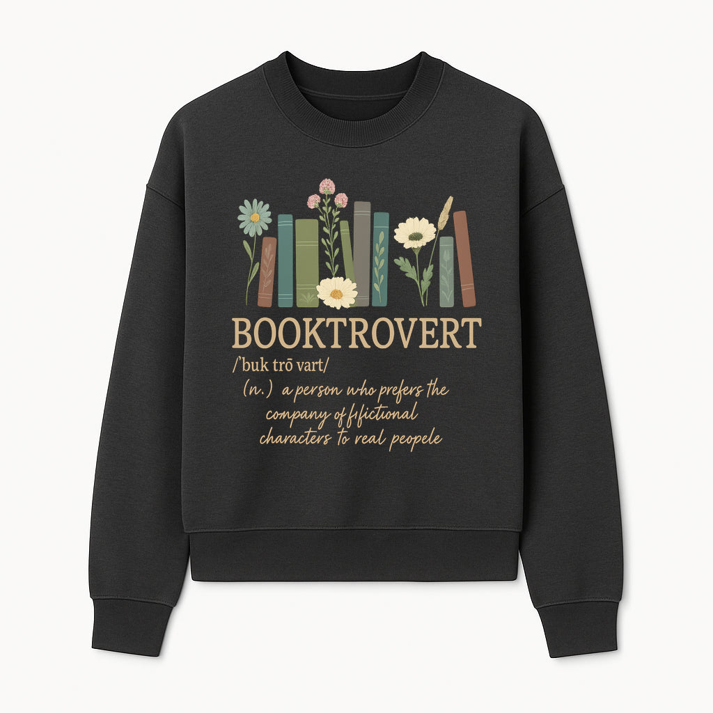 Booktrovert Definition Art Print | Floral Bookshelf Decor | Introvert Gift for Book Lovers | Literary Home Wall Art - Sweatshirt 1758388397652.jpg