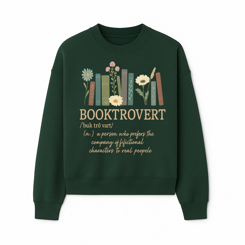 Booktrovert Definition Art Print | Floral Bookshelf Decor | Introvert Gift for Book Lovers | Literary Home Wall Art - Sweatshirt 1758388397824.jpg