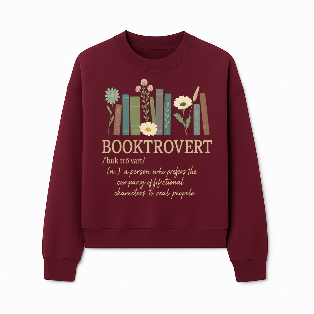 Booktrovert Definition Art Print | Floral Bookshelf Decor | Introvert Gift for Book Lovers | Literary Home Wall Art - Sweatshirt 1758388398402.jpg