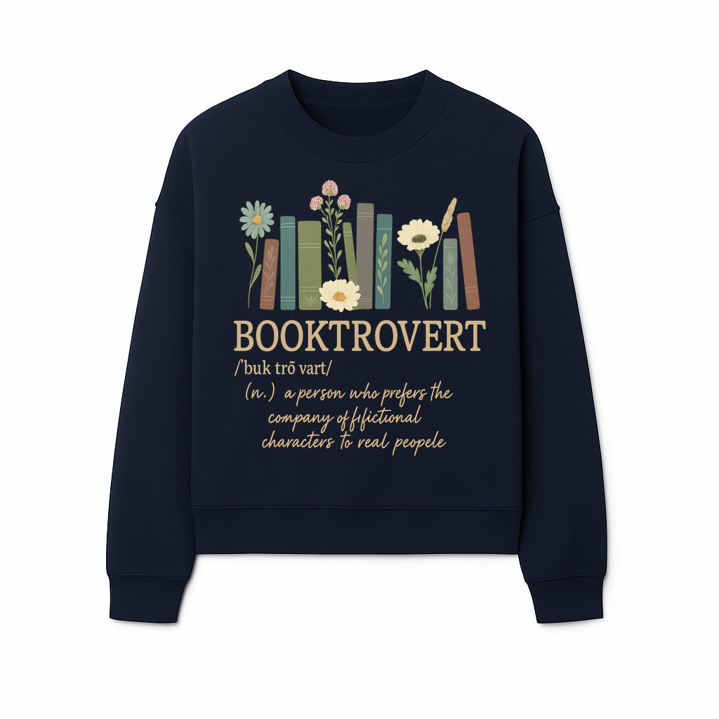 Booktrovert Definition Art Print | Floral Bookshelf Decor | Introvert Gift for Book Lovers | Literary Home Wall Art - Sweatshirt 1758388398538.jpg