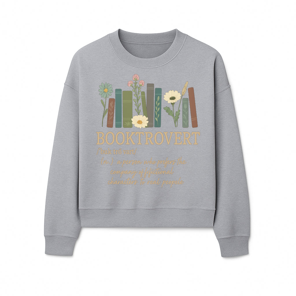 Booktrovert Definition Art Print | Floral Bookshelf Decor | Introvert Gift for Book Lovers | Literary Home Wall Art - Sweatshirt 1758388398830.jpg