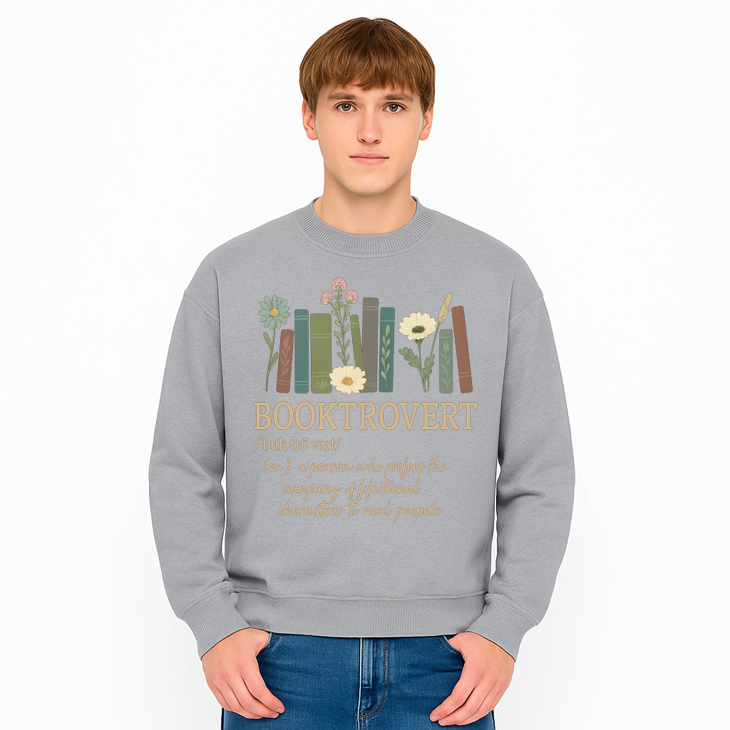 Booktrovert Definition Art Print | Floral Bookshelf Decor | Introvert Gift for Book Lovers | Literary Home Wall Art - Sweatshirt 1758388400160.jpg