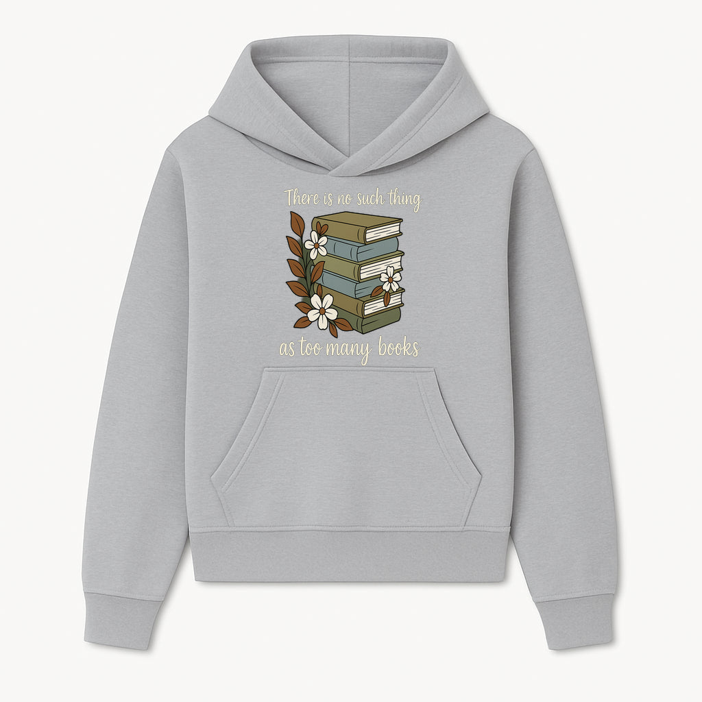 Book Lover Wall Art Print - 'No Such Thing as Too Many Books' - Vintage Stack of Books with Flowers Decor - Hoodie 1758388411861.jpg